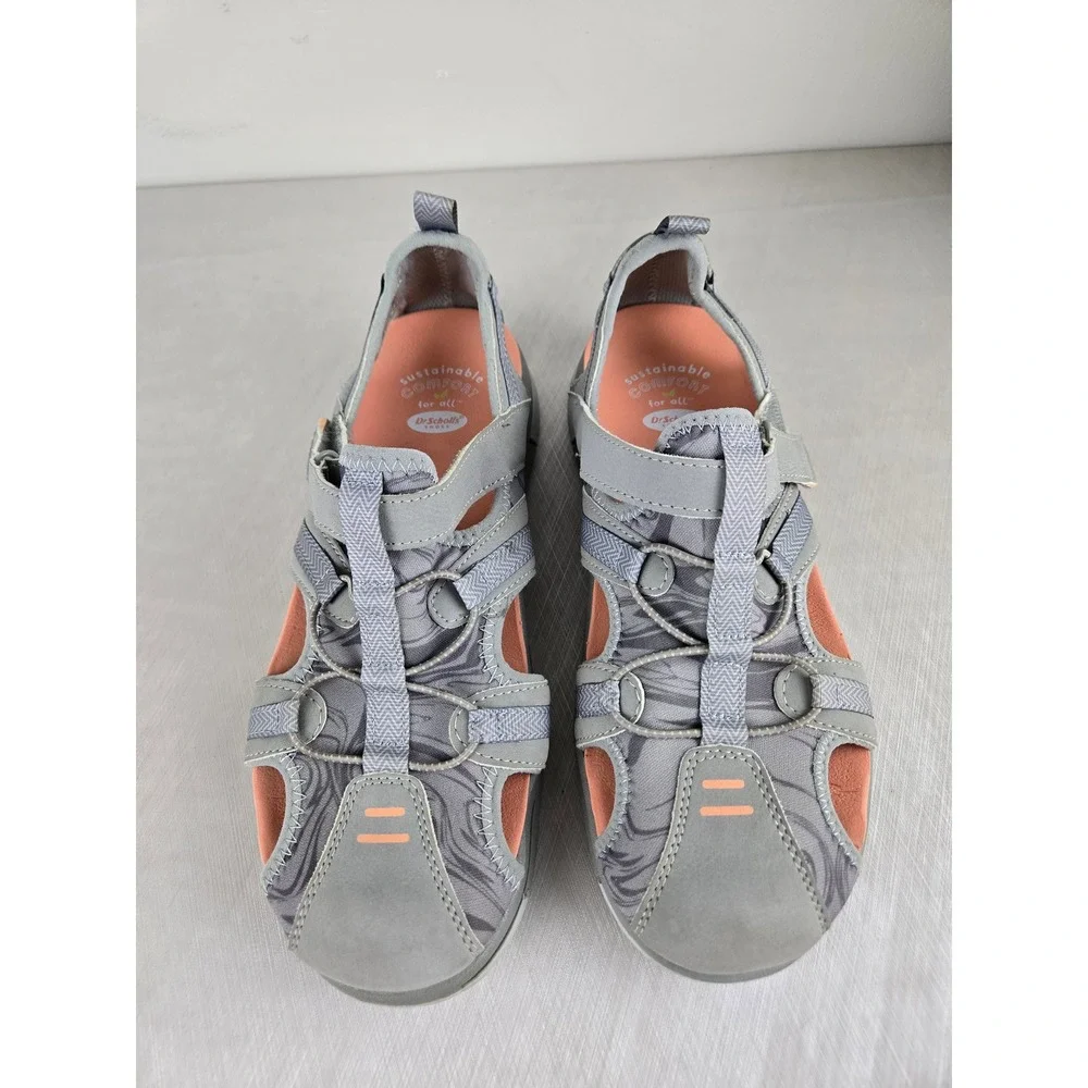 Dr Scholls Adelle Rek Women 7M Gray Peach Sporty Fisherman Sandals Walking Shoes